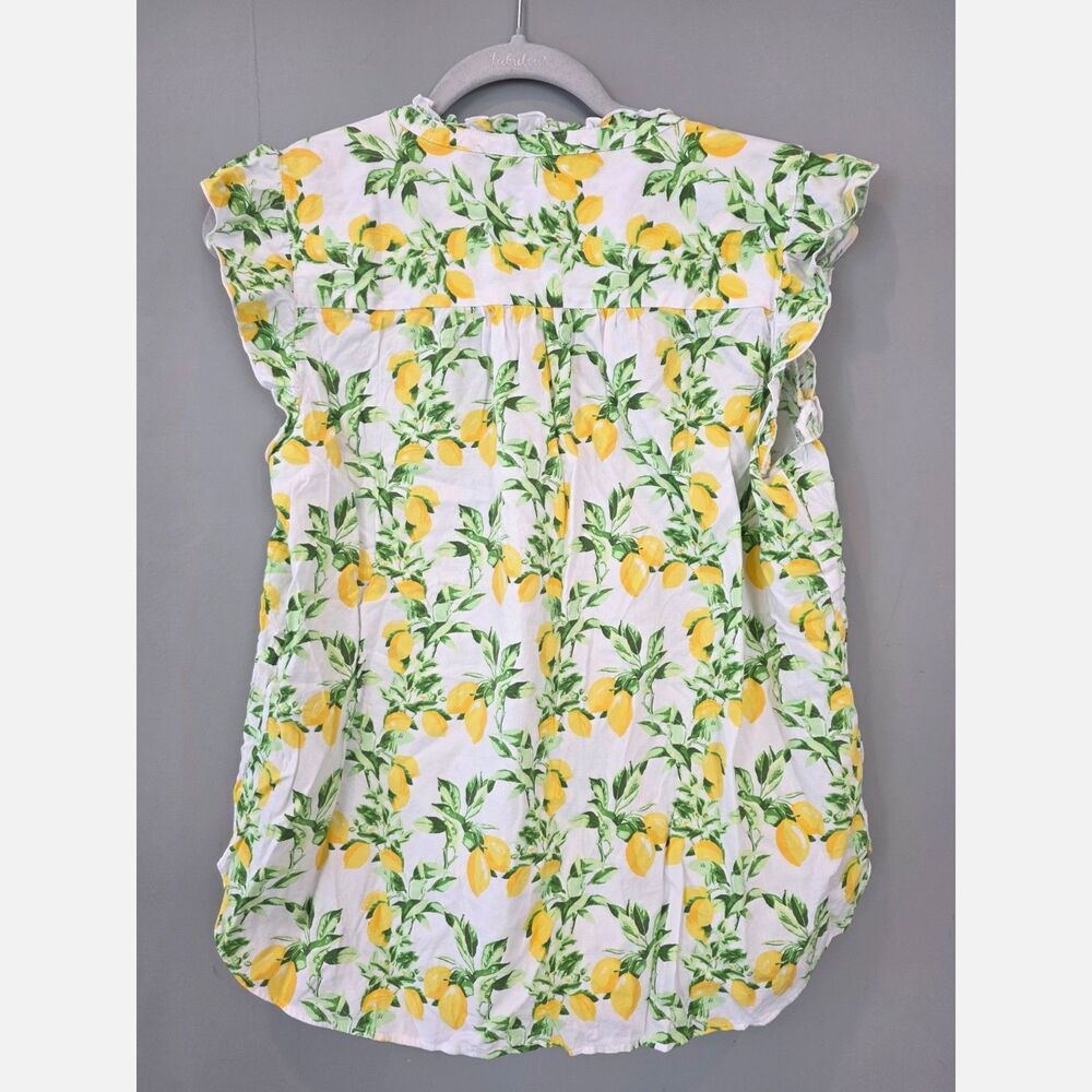 LOFT Sleeveless Blouse LG Lemons Novelty Print Preppy Dopamine Casual Cute Work - Picture 3 of 7